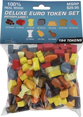 Deluxe Euro Wooden Token Expansion Set - 194 Pieces - Mayday Games - Spielsteine