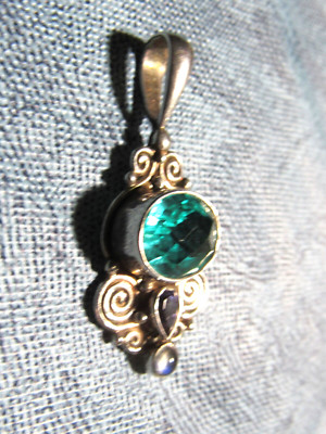 Offerings Sterling Silver Sajen Forest Quartz Pendant with Iolite and Moonstone