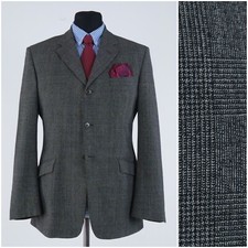 Mens Prince of Wales Blazer 40R UK Size ZARA Check Grey Wool Sport Coat Jacket