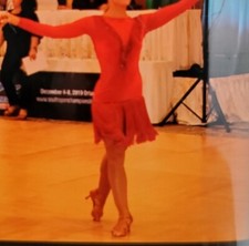 RED Ballroom Latin Salsa dance costume dress fringe