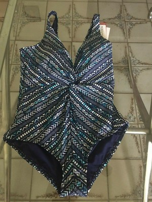 Jantzen Womens Twist Front One Piece  Mare Swimsuit Size 10  UPF 50 NWT MSRP$108