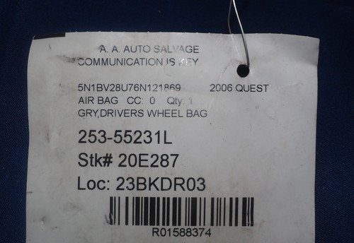 2004-2006 Nissan Quest Steering Wheel Air Bag Assembly Gray OEM W/Warranty - Picture 8 of 9
