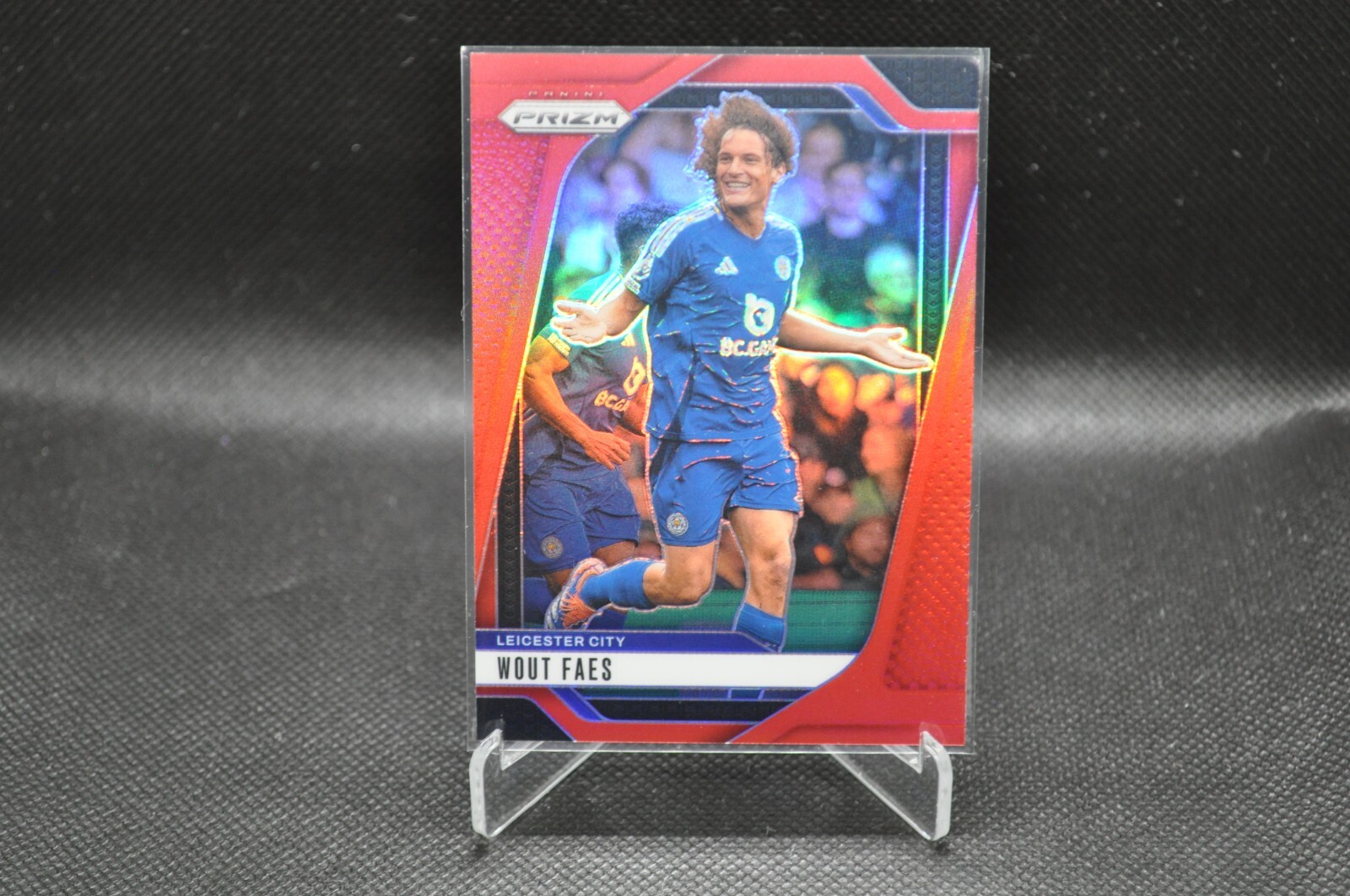 Wout Faes 2024-25 Panini Prizm EPL #266 Red Prizm /199
