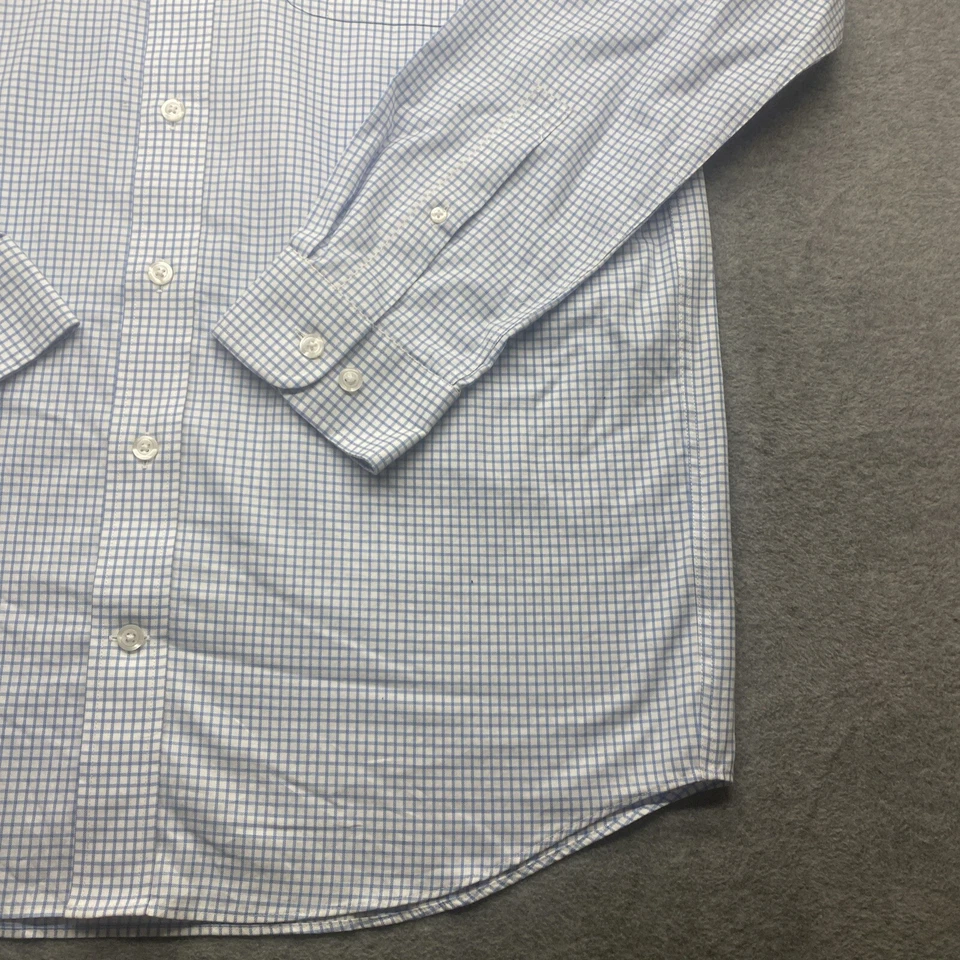 Duluth Trading Shirt Mens Large Tall Wrinkle Fighter Long Sleeve Blue Check - Image 2 of 4