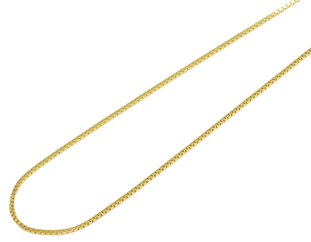 Ladies 10K Yellow Gold Square Box Chain Necklace 0.5MM 16 24 Inches