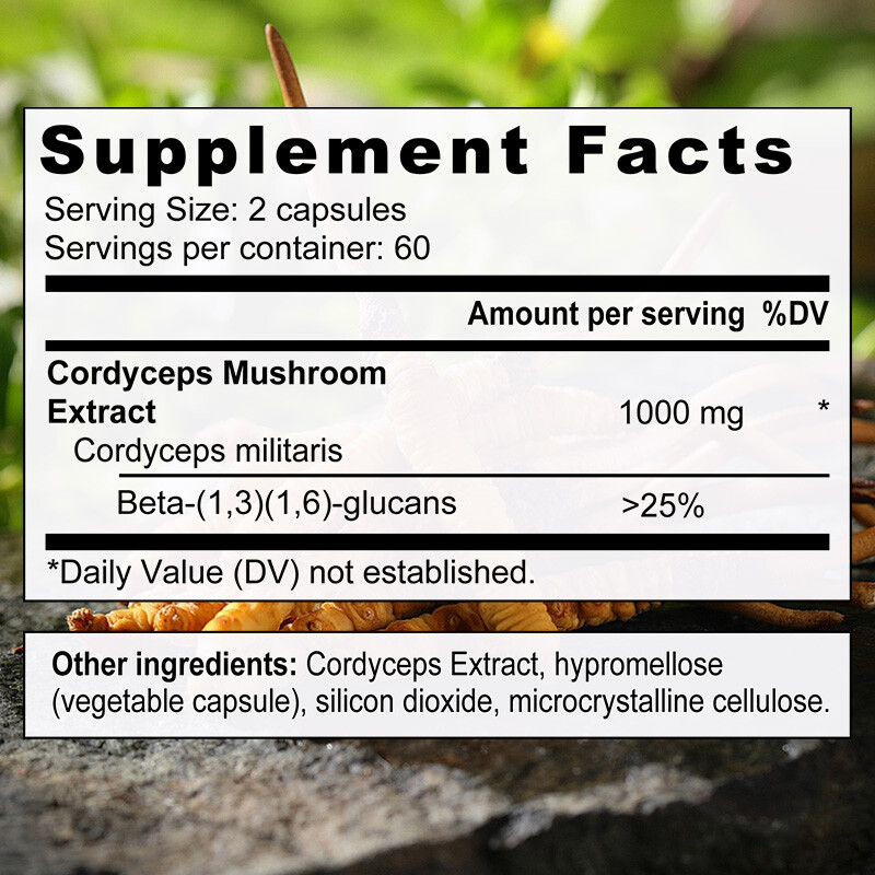 Complément Alimentaire Cordyceps 1000mg - 120 Gélules - Énergie Et Immunité - Bio - Neuf