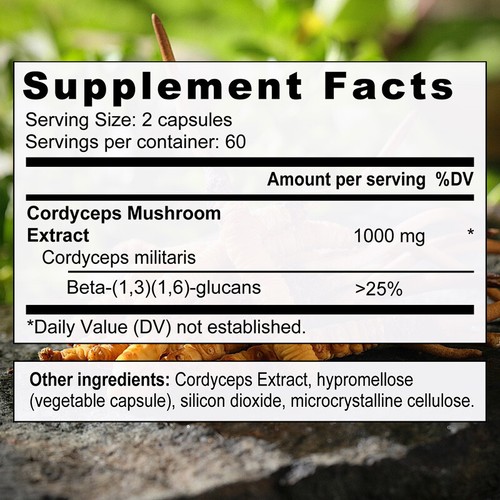 Cordyceps Mushroom 1000mg - with Organic Militaris for Energy & immune Support - Picture 2 of 12
