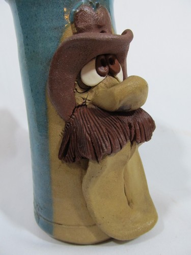 Collectible 'Western Cowboy' Ugly Mug Cup Tankard - Signed K - Teal Blue - Picture 2 of 10