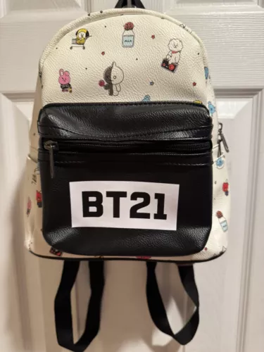 Mochila BTS BT21 mini imitación cuero estampado de personajes por todas partes