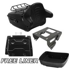 Black King Trunk Solo Mount Rack Plate Pad For Harley Touring Road Glide 2014-Up