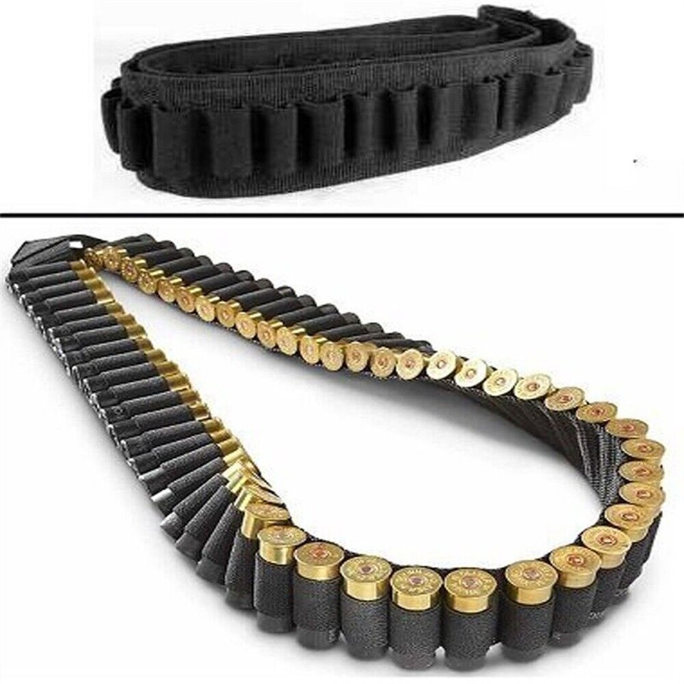 56-Round Shotgun Bandoleer Sling - Holds 12 Or 20 Gauge Shells, Black Nylon