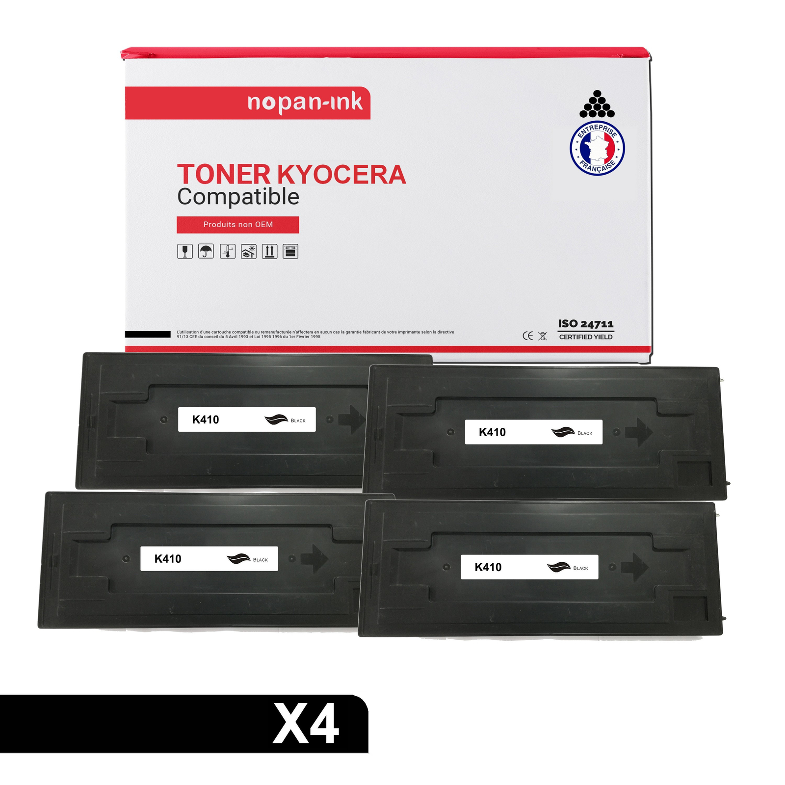 Toner KYOCERA TK410 Noir NOPAN-INK pour archivage longue durée lot de 4