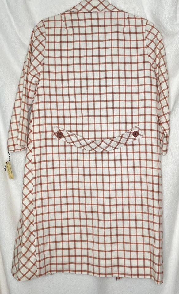 Vestido y abrigo vintage Roberta Lee 2 piezas talla 10 estampado geométrico crema óxido nuevo de stock Foto 4 de 4