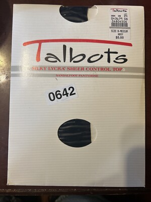 Talbots Size B Medium Navy LIghtweight Sheer Control Top Sandalfoot Pantyhose
