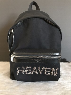 Saint Laurent Embroidered City Backpack In Canvas 2025
