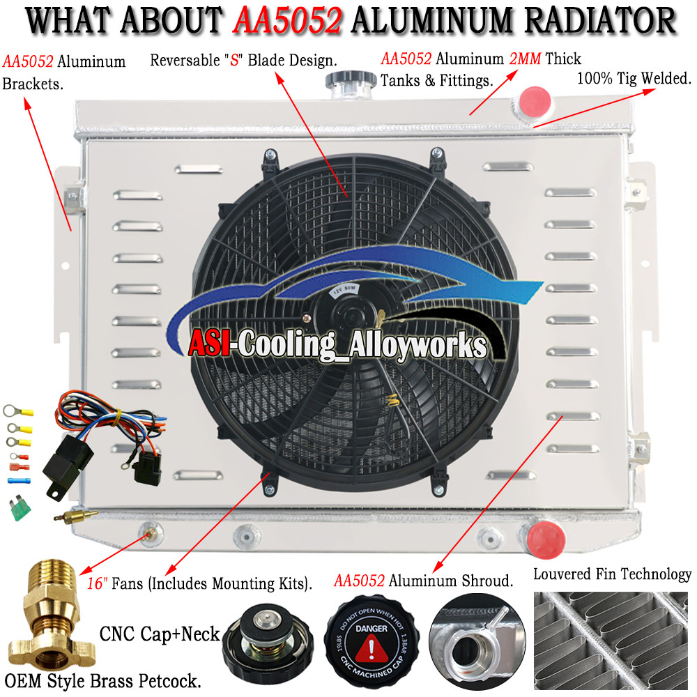 4 Row Radiator Shroud Fan For 1973-1978 Dodge Monaco Plymouth Mopar 7.2L V8 AT