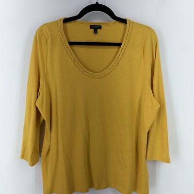 Talbots Womens XLP Petite Shirt Top Pullover Stretch Braided