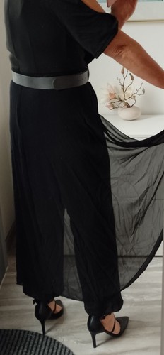 Damen Overall Jumpsuit elegant Festlich schwarz Chiffon Ohne Gürtel! - Bild 9 von 9