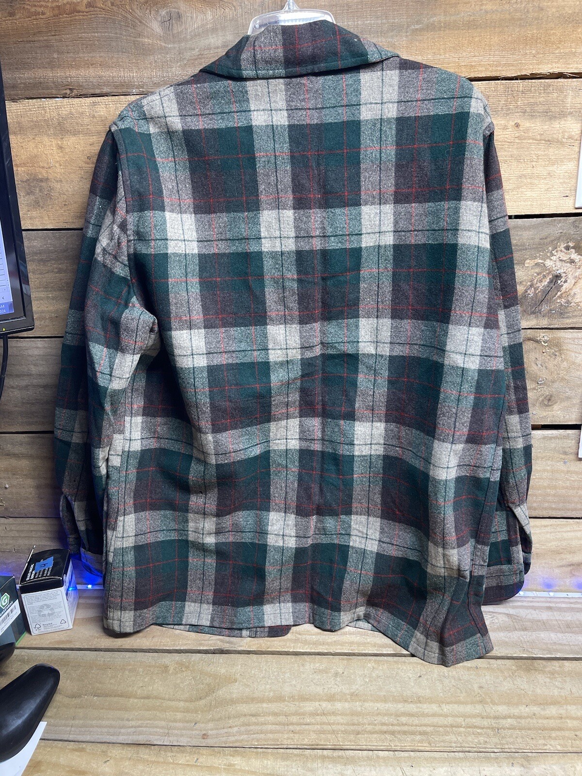 Pendleton Wool Flannel Jacket Green Plaid With Wo… - image 6