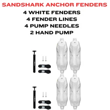 SALE 4 White SandShark Boat Fenders Inflatable Boat Bumper Docking Modular