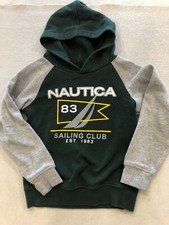 Nautica Sweatshirt Kids Size 6 Green Fleece Pullover Hoodie