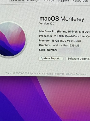 Apple MacBook Pro 15 Mid 2015 Intel i7, 16GB/256GB, 5 CYCLE COUNT - Afbeelding 8 van 8