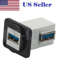 Panel mount port jack plug USB female-female connector elbow angle side 90