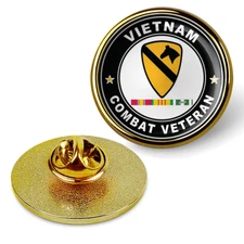 Combat Veteran 1st Cavalry with Vietnam Campaign Ribbons Brooches & Pins - Gold
