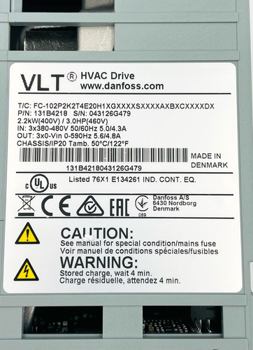 DANFOSS VLT 131B4218 Variable Frequency Drive 2.2KW - Picture 6 of 10