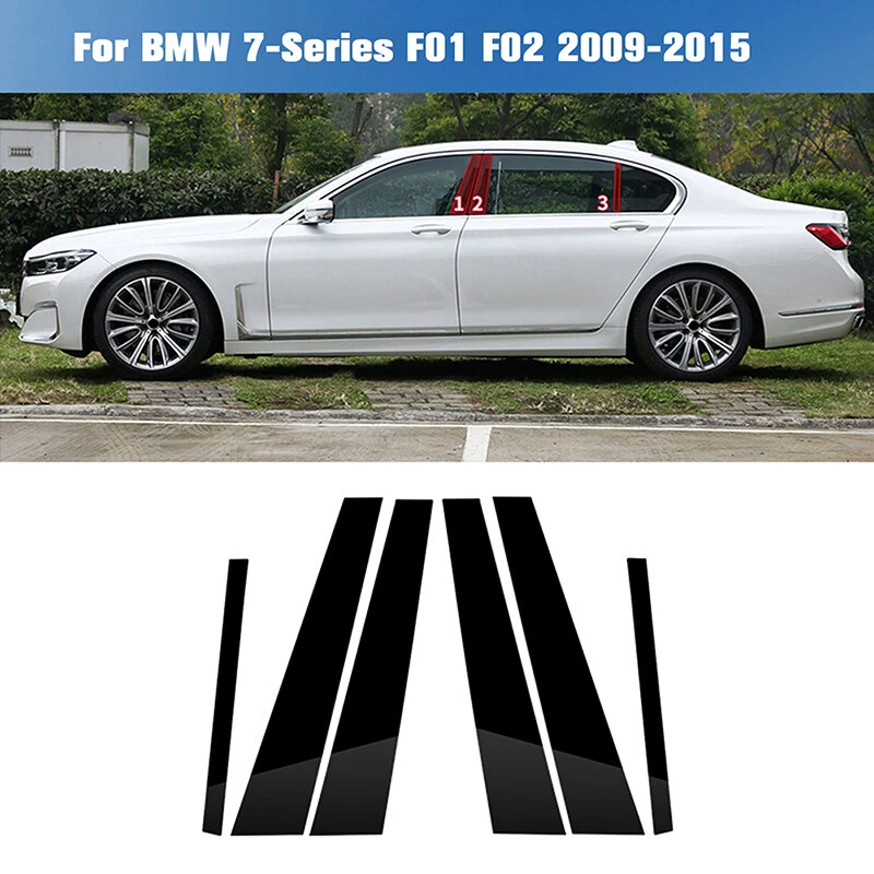 6Pcs Pillar Posts Window Trim Cover Black For BMW F01 F02 740i 750i 2009-2015 - Image 2 of 4