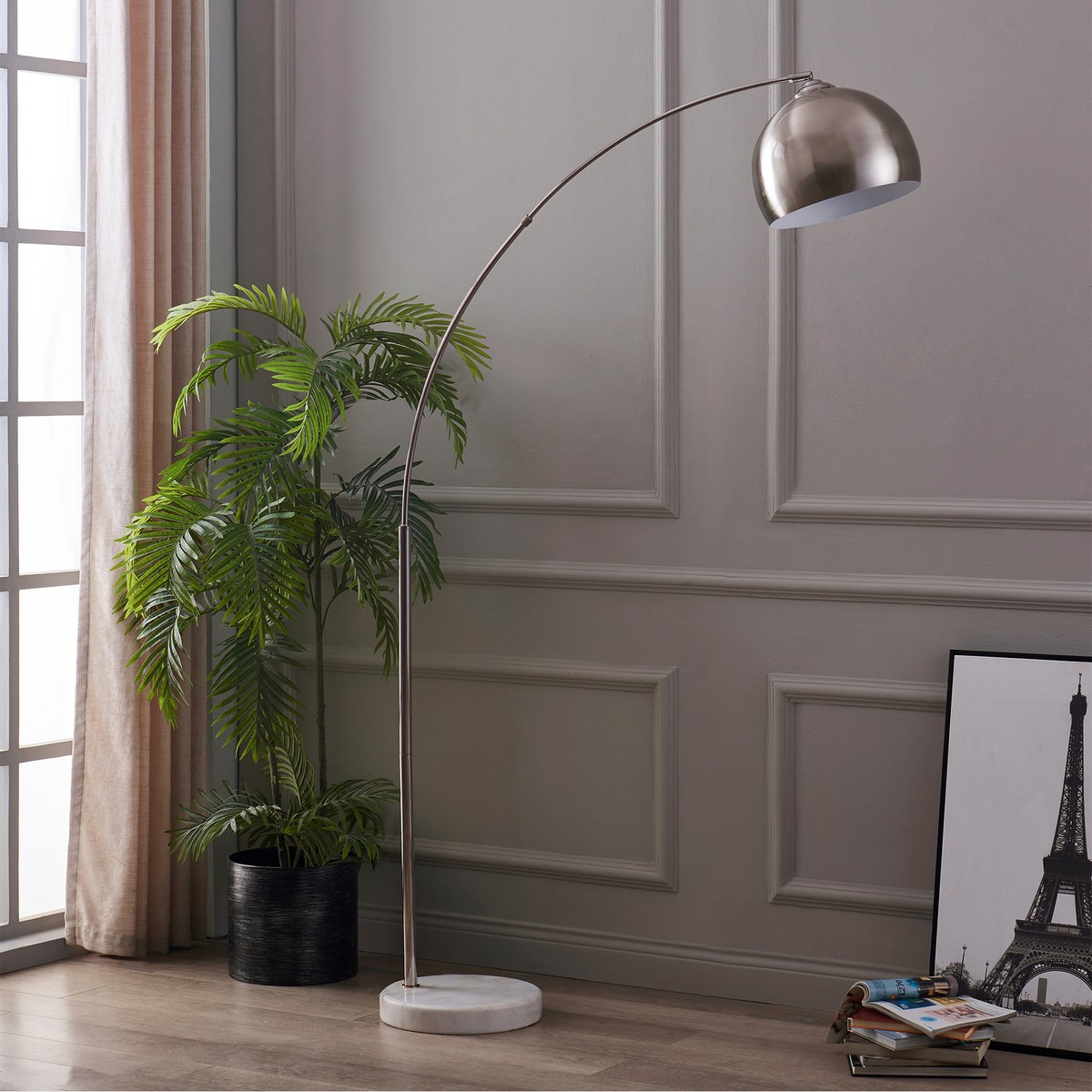 Arc Floor Lamp In Silver Marilyn 1 Light Arc Floor Lamp 94",