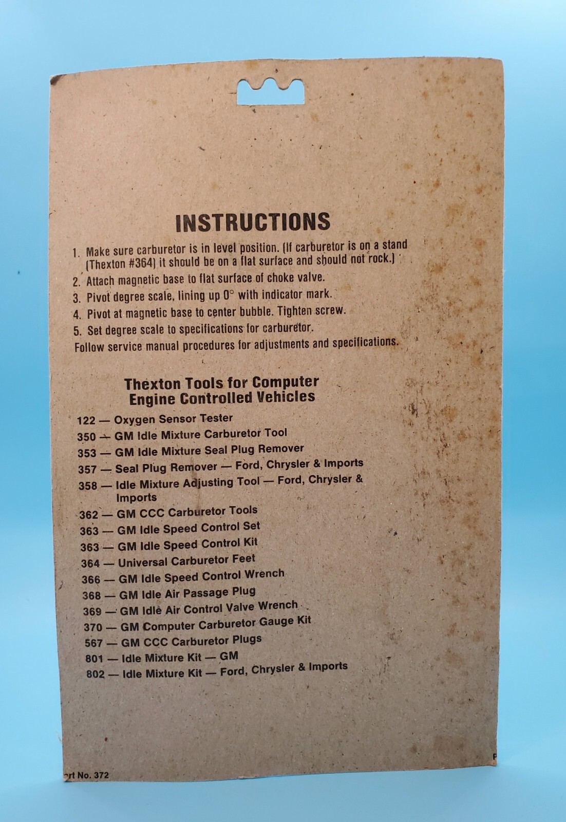 Thexton Tools GM Choke Angle Gauge 372 Retired Vintage eBay