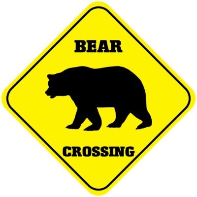 Yellow Aluminum Crossing Sign Bear Cross Xing Style E Diamond Street Signal