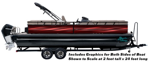 Maroon Modern Shapes Graphic Wrap Kit Decal Bass Fish Fishing Boat Vinyl Pontoon - 第 1/1 張圖片