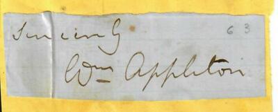 RARE!  19th Century Massachusetts Congressman'' William Appleton Cut Signature