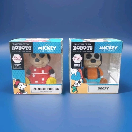 NIB Disney Minnie Mouse & Goofy Handmade by Robots Vinyl Figure Knit Series