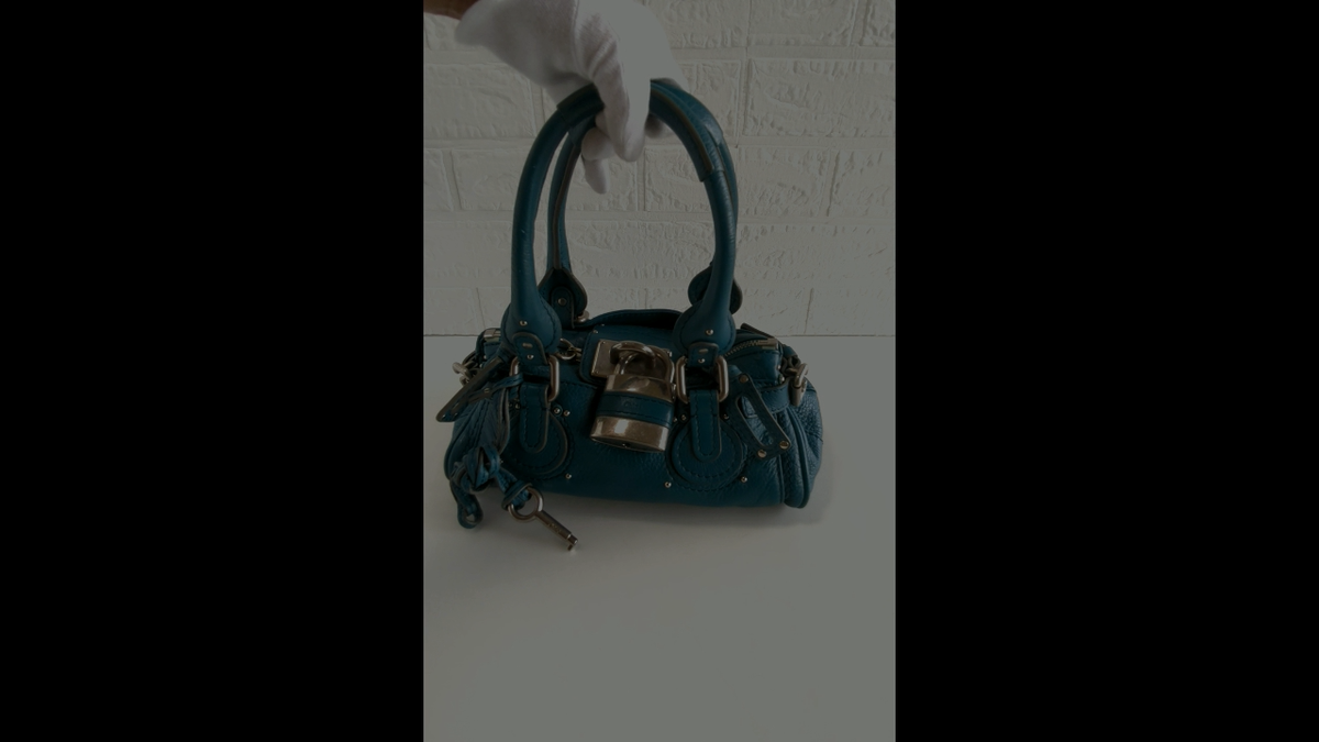 Chloe Paddington Rare Mini Silver HW Teal Blue Greenish Leather