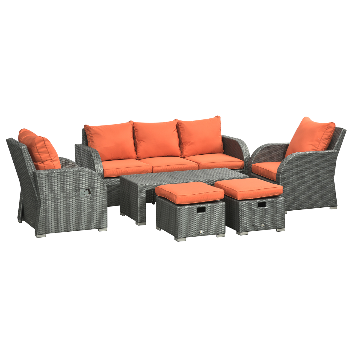 B&Q - Rattan Garden Furniture Set With ReclinersFootstoolsOrange - Image 2