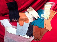 12 Ladies 1930-50s Leather Kidskin Silk English Doeskin Made France Gloves wTags
