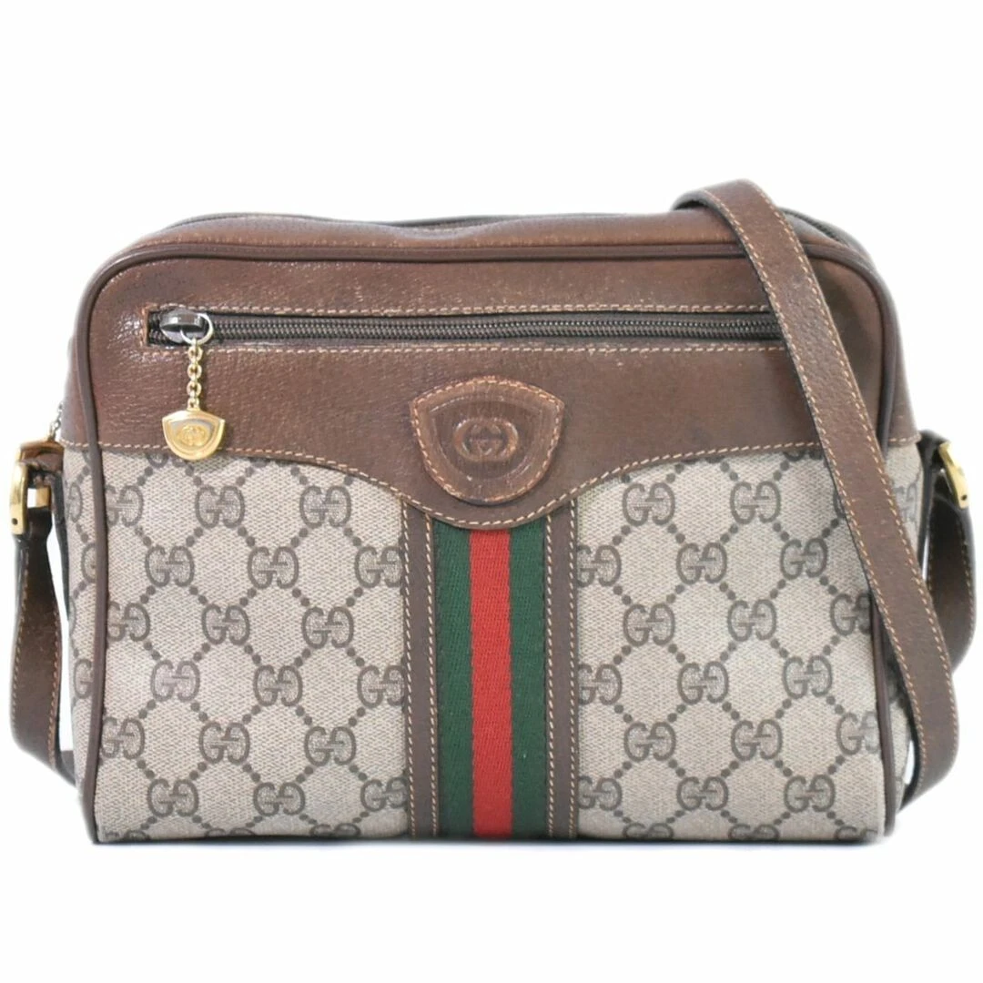 Gucci Old Shelly Line Gg Supreme sac bandoulière pochette beige marron occasion