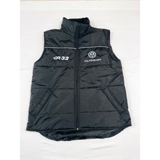 Volkswagen R32 Puffer Vest Mens Xl Black Full Zip Embroidered Vw Front Back