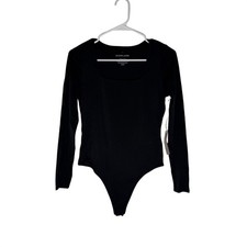 Everlane The Square Neck Thong Long Sleeve Bodysuit Black Size M NWT