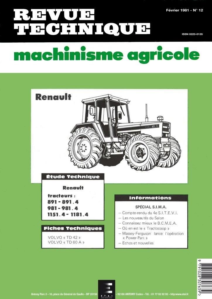 Revue technique agricole Renault 1151 pour restaurer le système hydraulique