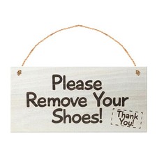 Tookie Welcome Please Remove Your Shoes Sign, Rustic Hanging Printed Wall Pla...