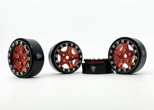 Treal 1.0" Aluminum B-Type Beadlock Wheels Black/Red (4)