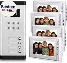 Apartment Video Intercom System, 4 Household Video Doorbell Kits, Wired 7 Inches