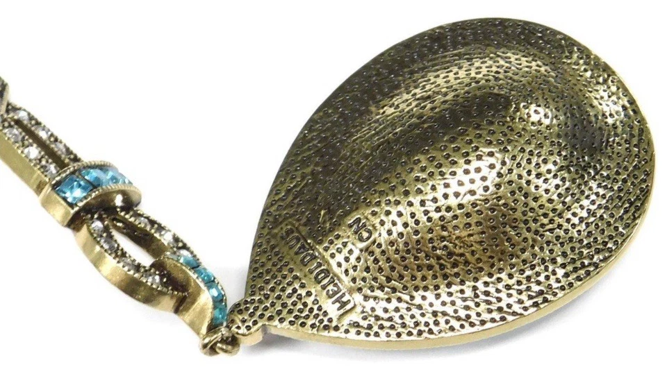 Collar De Colección Heidi Daus Pasarela Elegante Grande Topacio Azul Cristal Imitación Perla Foto 3 de 3