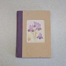 Junk Journal w Purple Iris Brown Cover Unlined Paper Whimsical Unique Personal