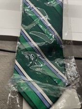 New In bag Tom James Tall Luxury Silk Neck Tie Green Blue White Made In USA Silk