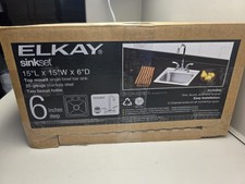 NIOB Elkay Sinkset 15" Top Mount, Single Bowl Bar Sink, Stainless, HD320874LFR